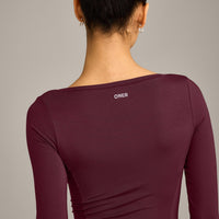 Mellow™ Motion Wide V-Neck Long Sleeve Top | Cherry Lacquer Purple