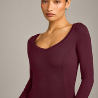 Mellow™ Motion Wide V-Neck Long Sleeve Top | Cherry Lacquer Purple