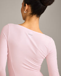 Mellow™ Motion Wide V-Neck Long Sleeve Top | Soft Girl Pink