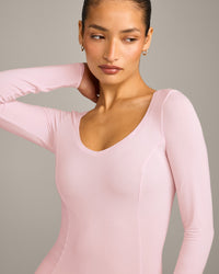 Mellow™ Motion Wide V-Neck Long Sleeve Top | Soft Girl Pink