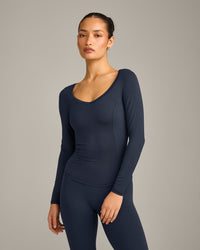 Mellow™ Motion Wide V-Neck Long Sleeve Top | True Blue