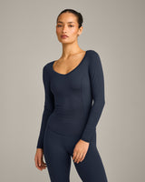 Mellow™ Motion Wide V-Neck Long Sleeve Top | True Blue