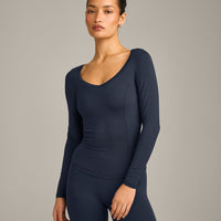 Mellow™ Motion Wide V-Neck Long Sleeve Top | True Blue
