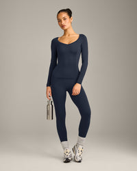 Mellow™ Motion Wide V-Neck Long Sleeve Top | True Blue