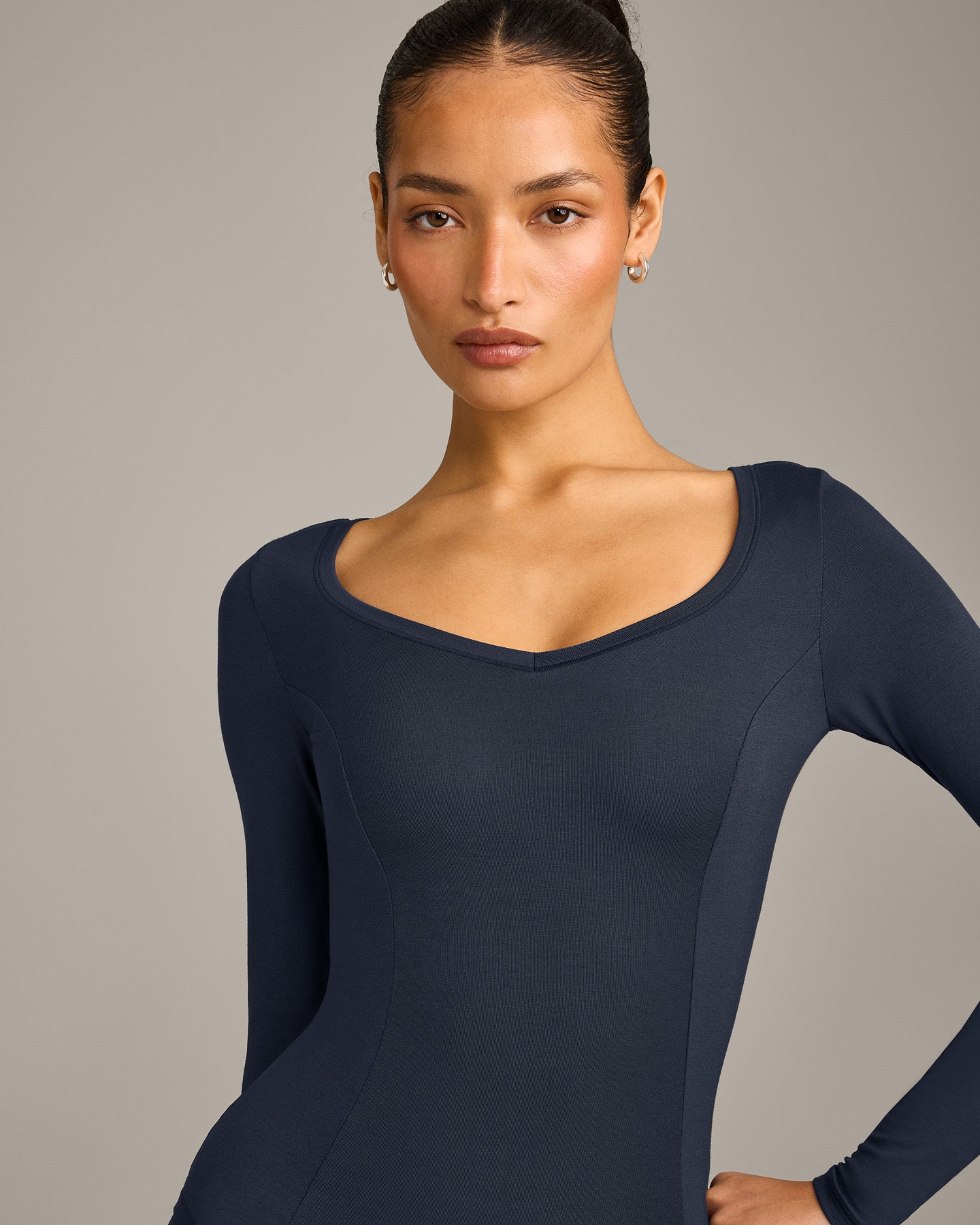 Mellow™ Motion Wide V-Neck Long Sleeve Top | True Blue