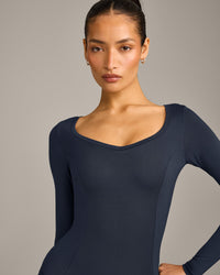 Mellow™ Motion Wide V-Neck Long Sleeve Top | True Blue