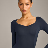 Mellow™ Motion Wide V-Neck Long Sleeve Top | True Blue