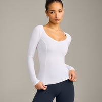 Mellow™ Motion Wide V Neck Long Sleeve Top | White