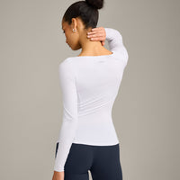 Mellow™ Motion Wide V Neck Long Sleeve Top | White