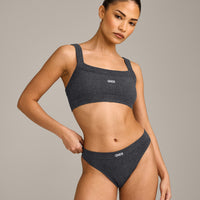 Seamless Scoop Neck Bralette | Charcoal Marl