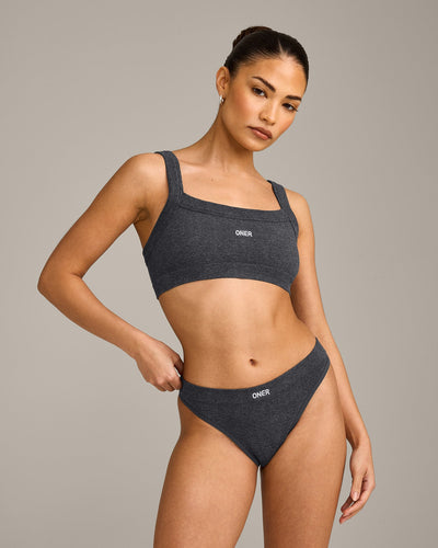 Seamless Scoop Neck Bralette | Charcoal Marl