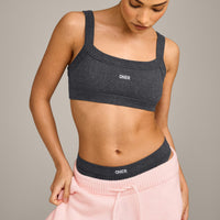 Seamless Scoop Neck Bralette | Charcoal Marl