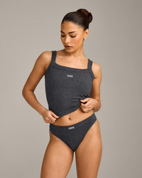 Seamless Scoop Neck Vest | Charcoal Marl