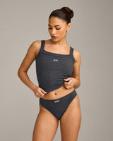 Seamless Scoop Neck Vest | Charcoal Marl