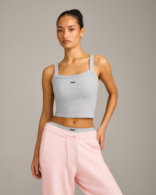 Seamless Scoop Neck Vest | Gray Marl