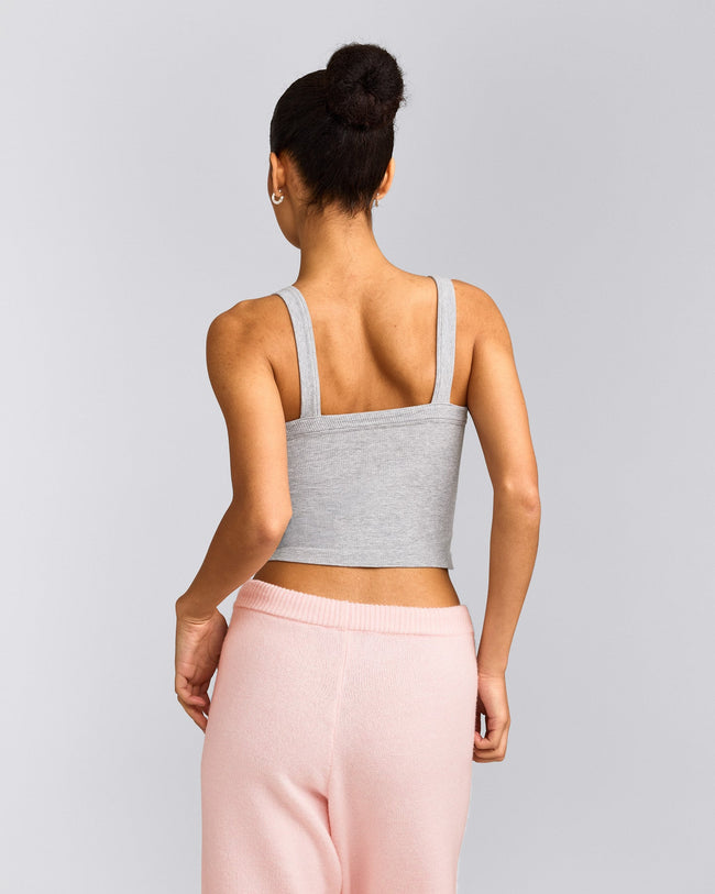 Seamless Scoop Neck Tank Top | Gray Marl