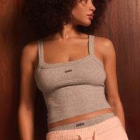 Seamless Scoop Neck Tank Top | Gray Marl