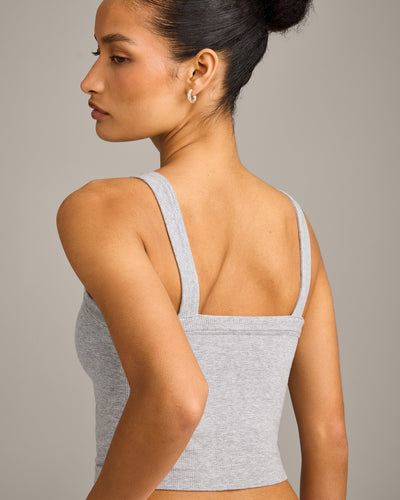 Seamless Scoop Neck Vest | Gray Marl