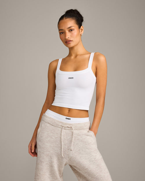 Seamless Scoop Neck Tank Top | White