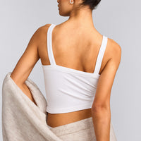 Seamless Scoop Neck Tank Top | White