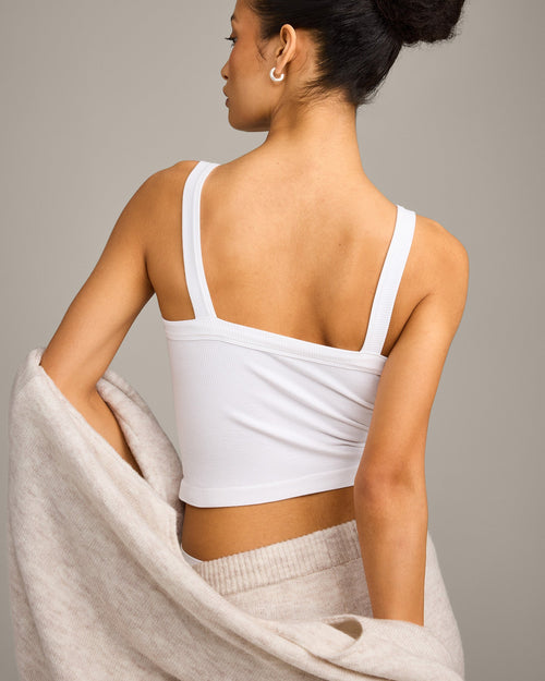 Seamless Scoop Neck Tank Top | White