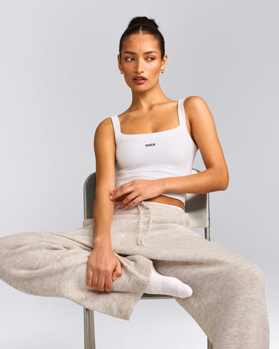 Seamless Scoop Neck Tank Top | White