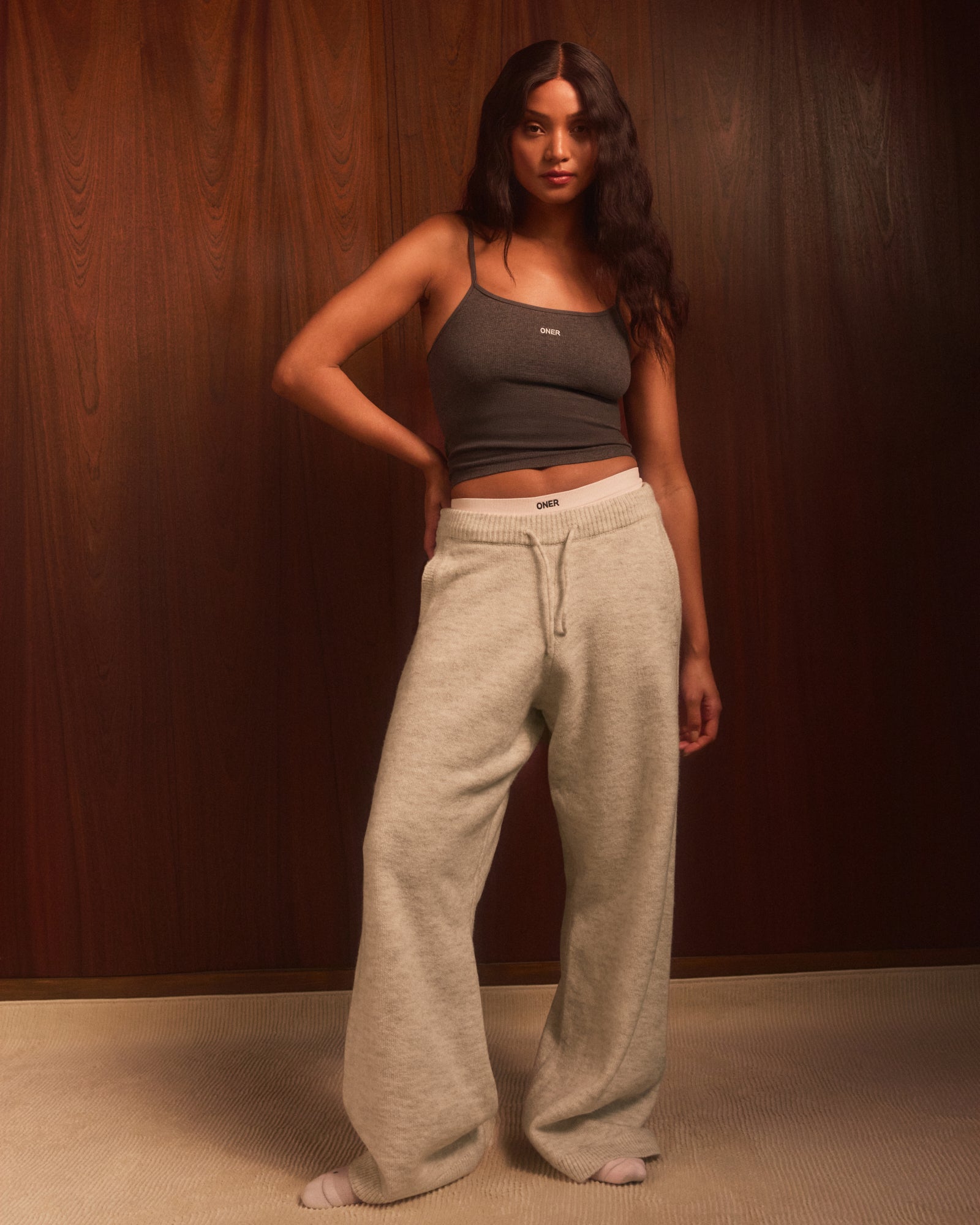 Seamless Strappy Tank Top | Charcoal Marl
