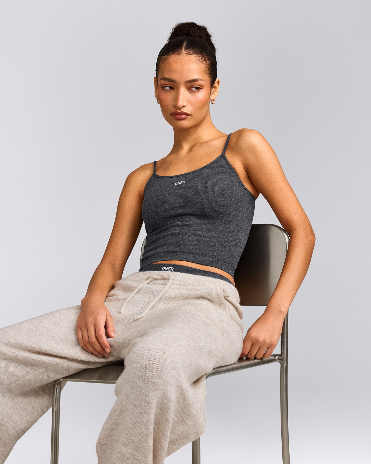 Seamless Strappy Tank Top | Charcoal Marl