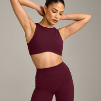 SoftMotion™ High Neck Sports Bra with Gray Logo | Cherry Lacquer Purple