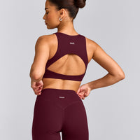 SoftMotion™ High Neck Sports Bra with Gray Logo | Cherry Lacquer Purple