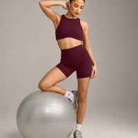 SoftMotion™ High Neck Sports Bra with Gray Logo | Cherry Lacquer Purple