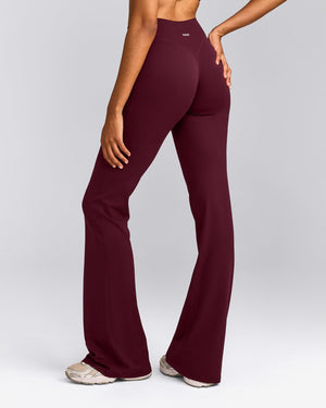SoftMotion™ Flared Pants with Gray Logo Cherry Lacquer Purple