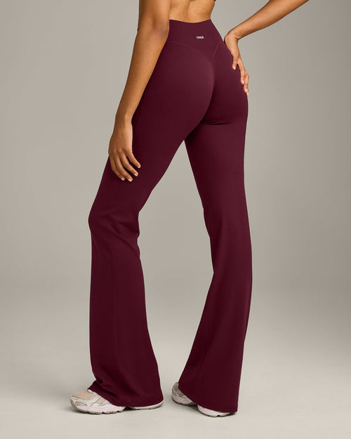SoftMotion™ Flared Pants with Gray Logo | Cherry Lacquer Purple