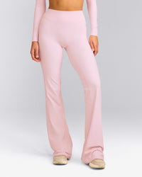 SoftMotion™ Flared Pants with Gray Logo | Soft Girl Pink