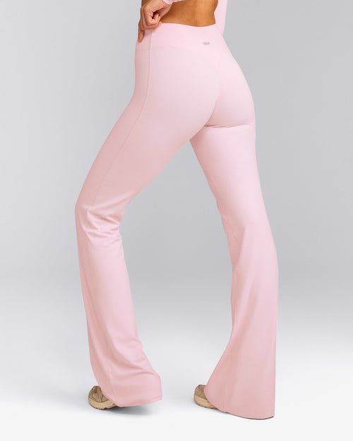 SoftMotion™ Flared Pants with Gray Logo | Soft Girl Pink