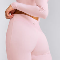 SoftMotion™ Flared Pants with Gray Logo | Soft Girl Pink