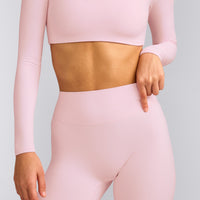SoftMotion™ Flared Pants with Gray Logo | Soft Girl Pink