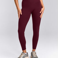 SoftMotion™ High Waisted Leggings with Gray Logo | Cherry Lacquer Purple