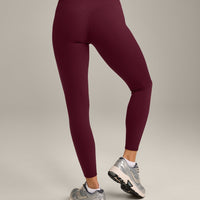 SoftMotion™ High Waisted Leggings with Gray Logo | Cherry Lacquer Purple