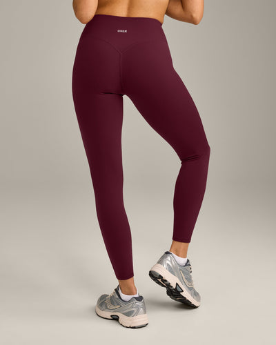 SoftMotion™ High Waisted Leggings with Gray Logo | Cherry Lacquer Purple