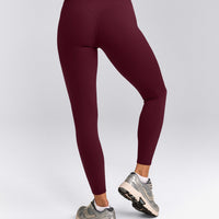 SoftMotion™ High Waisted Leggings with Gray Logo | Cherry Lacquer Purple