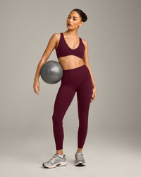 SoftMotion™ High Waisted Leggings with Gray Logo | Cherry Lacquer Purple