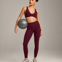 SoftMotion™ High Waisted Leggings with Gray Logo | Cherry Lacquer Purple