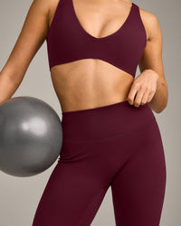 SoftMotion™ High Waisted Leggings with Gray Logo | Cherry Lacquer Purple