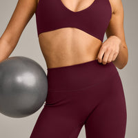 SoftMotion™ High Waisted Leggings with Gray Logo | Cherry Lacquer Purple