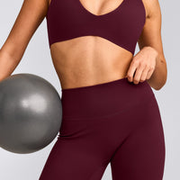 SoftMotion™ High Waisted Leggings with Gray Logo | Cherry Lacquer Purple