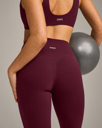 SoftMotion™ High Waisted Leggings with Gray Logo | Cherry Lacquer Purple