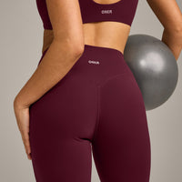 SoftMotion™ High Waisted Leggings with Gray Logo | Cherry Lacquer Purple
