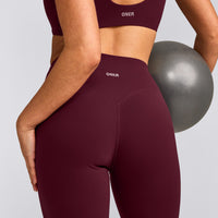 SoftMotion™ High Waisted Leggings with Gray Logo | Cherry Lacquer Purple