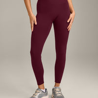 SoftMotion™ High Waisted Leggings with Gray Logo | Cherry Lacquer Purple